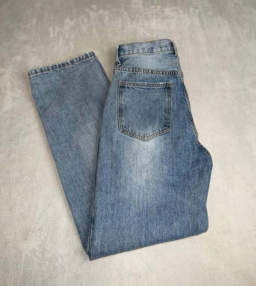 Princess Polly Asymmetric Waist Straight Leg Jeans Light Wash Size US 4
